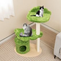 Design In - Arbre à chat Jouets pour chat 97 cm Bois, Poteau Griffoir, Condo, Perchoir, Coussin Amovible Vert CW33996