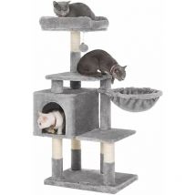 Acaza - Arbre à Chat Multi-Niveaux, Hauteur 110 cm, Niche, Gris Clair