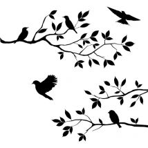 Arbre Branches Oiseaux Wall Sticker Amovible Vinyle Chambre Salon Art Mural Noir Sticker Décoration