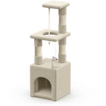 Vounot - Arbre à Chat 88cm avec Corde Griffoir Plateforme Niche Beige