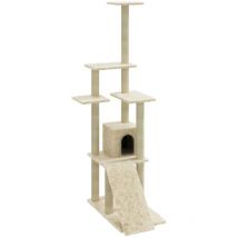 Lling - inlife Arbre à chat avec griffoirs en sisal Crème 155 cm