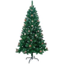 Sapin De Noël Artificiel Vert Dayron Montréal Avec Pommes De Pin Décoratives Et Base En Métal, 180 Cm