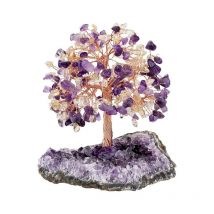 Linghhang - Arbre en Cristal de Reiki sur Base de Pièce Brute d'Améthyste Naturelle, Arbre d'argent en Pierre, Ornement Feng Shui, Décoration de la