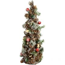 Arbre enneigé avec baies rouges et pommes de pin ø19h50 cm