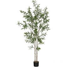 Arbre Olivier Artificiel - h 180 CM,Plante artificielle,Feuilles Denses Réalistes,Fausse Plante Interieur Exterieur en Pot Plastique Salon Balcon