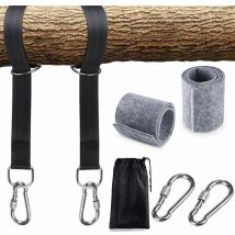 ABC - Arbre Swing Sangles Accessoire de Balançoire,1 paire Fixation pour Balançoire Sangles de Hamac avec 2 mousquetons à crochet en d et 2 coussins