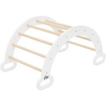 Arche d'Escalade pour Enfants, Blanc, Bascule en Bois, 74x41x38,5 cm, Échelle pour Entraînement à l'Équilibre, Bébé à partir 1 An, Arc à Grimper,