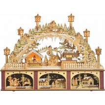 Arc de Noël en bois marché de noël avec éclairage led / 2 étages