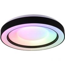 Frankystar - Arc Plafonnier led avec diffuseur blanc effet étoiles et bordure chromée rgb, avec télécommande multifonction D.41cm