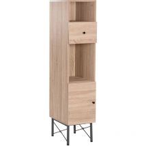 Frankystar - Arcadia - Colonne en bois et métal avec 2 compartiments ouverts + 1 tiroir + 1 porte
