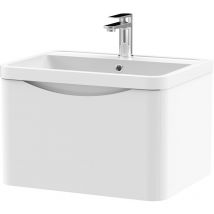 Balterley - Wall Hung 1 Drawer Vanity Basin Unit with Polymarble Basin, 600mm - Satin White
