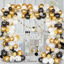 Eliauk - Arche de Ballon Kit Or Blanc Noir Guirlande Ballon Arche Kit Latex, 120 PiècesConfettis Ballons Utilisé Décoration pour Mariage Fête