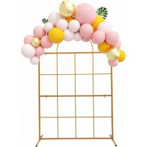 Arche de fond de mariage - Kit d'arche de ballon ronde en métal - Kit d'arche de ballons en métal - 2 m - Doré - Fond rond pour anniversaire, fête,