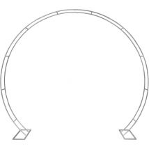 Arche de mariage ronde en métal - Arche de ballons - Arche de roses - Cadre de mariage - 2,7 x 2,4 m - argenté