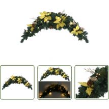 The Living Store Arche de Noël avec lumières led Vert 90 cm pvc - Arche De Noel - Decoration Noel - Luminaire Noel - Guirlande Lumineuse - Sapin Deco