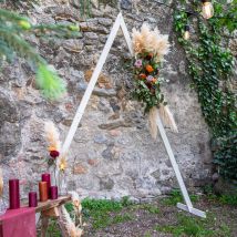 Skylantern - Mariage Arche - Grande Arche Mariage Bois Triangle 2,15M - Arche en bois pour décoration de Mariage - Arche Kit pour Ceremonie Laique