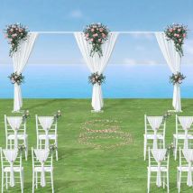 Arche Mariage en Fer Grande Arche de Ballon Fleur Métallique Amovible de Décoration Support de fond pour Mariage, Cérémonie, Anniversaire, Noël,