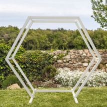 Double Arche Mariage - Grande Arche de Mariage Bois Double Hexagonale 2,10M - Arche en bois pour décoration de Mariage - Arche Kit pour Ceremonie