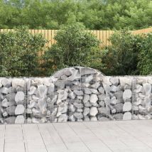 Arched Gabion Baskets 2 pcs,Gabion Wall 200x50x80/100 cm Galvanised Iron VSVS195676