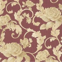 A.s.creations - Architects Red and Gold Leaf Damask Luxury Wallpaper Textured Heavyweight Vinyl