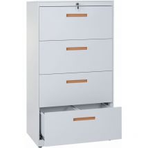 Archivador colgante HHG-042, archivador de oficina armario de acero, A4 con cerradura, 132x76x46cm blanco