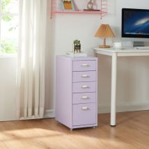 Archivador móvil Kökar con 5 cajones 69x28x41 cm acero - Violeta [en.casa]