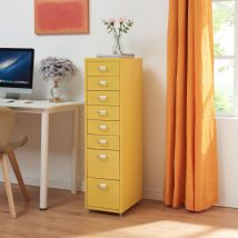 Archivador móvil Kökar con 8 cajones 109x28x41 cm acero - Amarillo [en.casa]