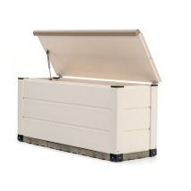 Coffre de Jardin Capacité 230L Gardiun Tuscany Evo 122x47x57 cm Boîte de Rangement Extérieur en Résine avec Vérin et Sol