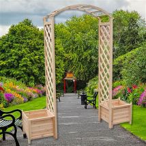 Melko - Arco di rosa in legno per piante rampicanti Pergola Arco da giardino incl. 2 fioriere