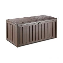 Keter - Baúl resina efecto madera marrón glenwood tapa candado 128x65xh.61 cm