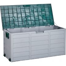 Beliani - Arcón para jardín caja de almacenamiento gris y verde 112 x 50 cm ruedas de plástico asas Locarno