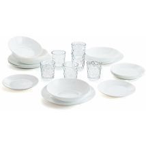 Arcopal Zelie - Servizio Da Tavola Per 6 Persone, Bianco, 18 Pezzi + Set Di 6 Bicchieri In Vetro