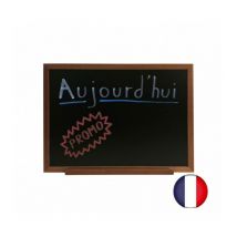 Interface Plv - Ardoise murale rv cadre bois couleur chêne dimensions 72,5 x 52,5 cm + plumier et accessoires