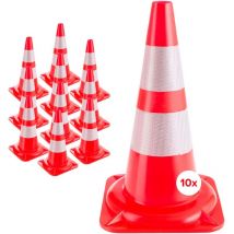 10x Cono Stradale Cono Spartitraffico Birillo Cono Segnaletico Arancio-Bianco - Arebos
