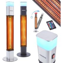 Radiateur infrarouge Chauffage radiant électrique 1500W led 16 couleurs extérieur avec pied Argent - Arebos