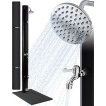 Arebos - Douche Solaire 35 l INCL.Capot de Protection et Plaque de Sol Anthracite avec thermomètre intégré & Douche Noir 216 cm