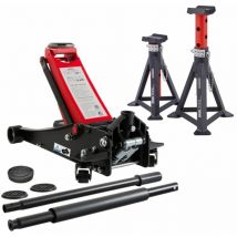 Arebos - 3T Hydraulic Jack Flat 2X Jack Stand 3 Tons Lifting capacity 3 supports Shunting jack for workshop and hobby Jack