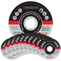 Arebos 100x 115 mm Meule à tronçonner Fer, Métal, Acier, Inox, Aluminium (115 x 1,2 x 22,2 mm) Disques à tronçonner