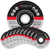 Arebos 200x 125 mm Meule à tronçonner Fer, Métal, Acier, Inox, Aluminium (125 x 1,2 x 22,2 mm) Disques à tronçonner