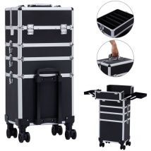 AREBOS Mallette de cosmétiques Mallette de Maquillage Professionnel verrouillableavec Roues universelles à Rotation de 360°Noir