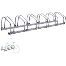 Aparcabicicletas para 6 bicicletas Montaje en pared y suelo plateado - Arebos