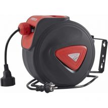 Arebos - 20 m + 1,5 m Enrouleur de câble électrique automatique à ressort avec support de fixation au mur Pivotant sur le côté