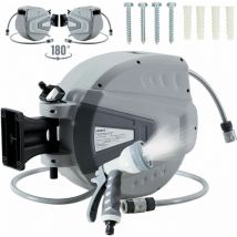 Avvolgitubo Acqua Automatico da Parete Giardino Tubo Fissaggio Muro 15 m - Arebos