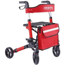 Caminador Andador Plegable de Aluminio con Ruedas Ligero con Frenos 136kg Rojo - Arebos