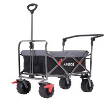 AREBOS Chariot Utilitaire d'extérieur avec Barre de poussée télescopique Pliable