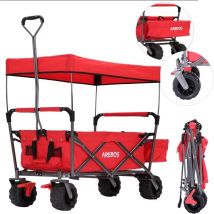 Chariot à Bras Pliable avec Toit Chariot à Main Diable de Transport Chariot d'outillage avec 2 Poches en Filet et Une Poche extérieure Pliable