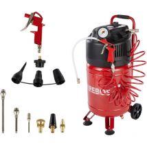 Arebos - Compresseur d'air avec kit d'accessoires 13 pièces mobil Sans huile Arrêt automatique Capacité 30 litres