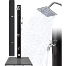 Arebos - Douche Solaire 40L avec Couvercle avec thermomètre intégré Noir pommeau de Douche pivotant douchette Mobile Douche de Pied