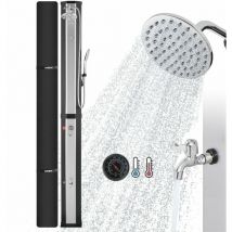 Ducha solar Negro/Plata con tecnología Snap-In 60L y cubierta protectora - Arebos