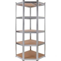 AREBOS Etagère d'angle Etagère pour Charges Lourdes Etagère emboîtable 875kg 70x70x180 cm 5 étagères en MDF Galvanisée